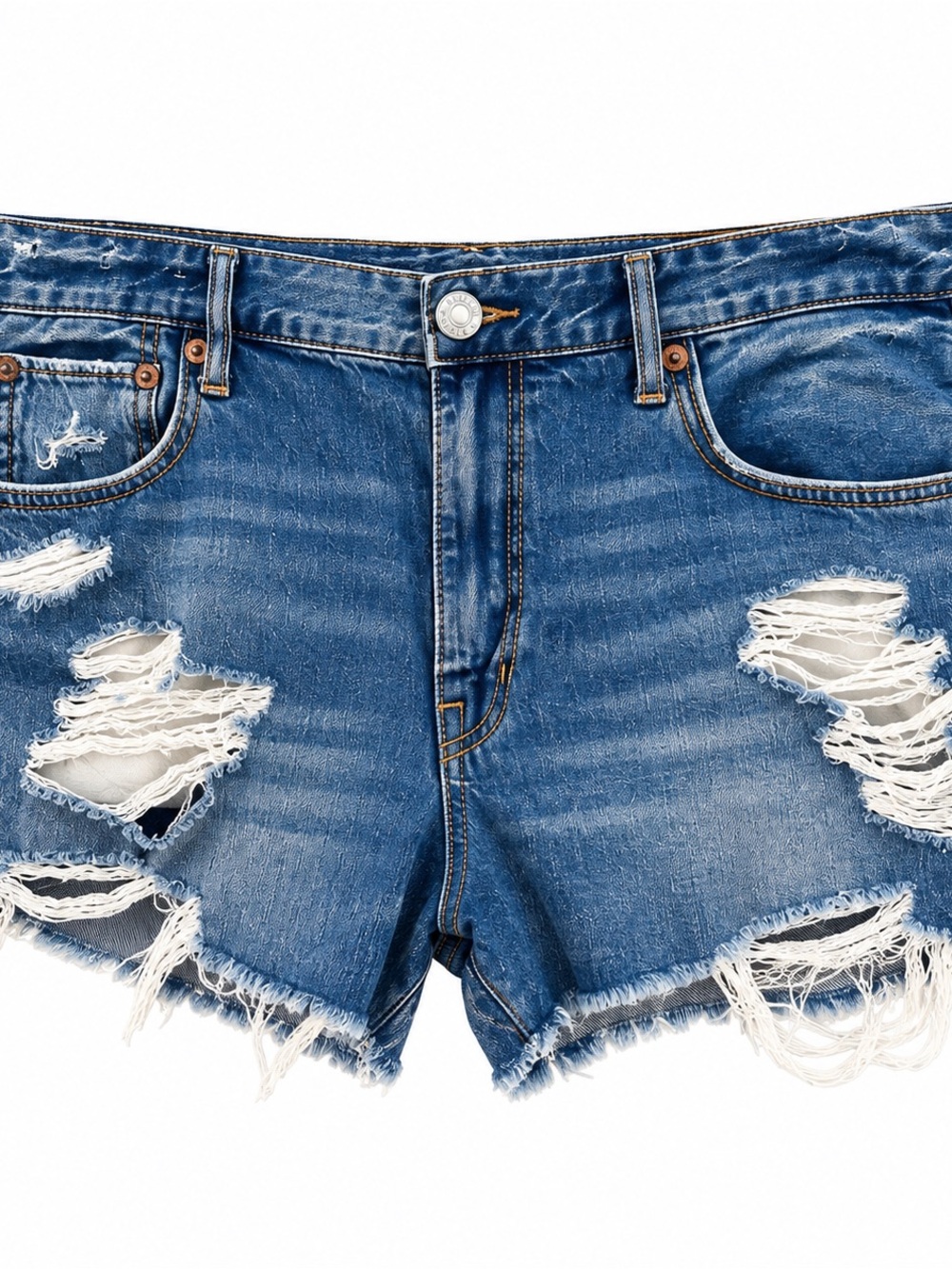 American Eagle Women’s Size 12 Distressed Denim Cutoff Shorts High Rise Ripped